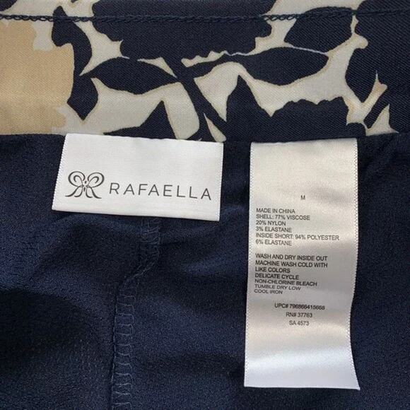 Rafaella Navy Blue Floral Pull-on Comfort Stretchy Skort Skirt Side Slits Sz M - Picture 8 of 9